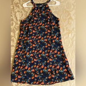 Medium blue floral halter dress - never worn